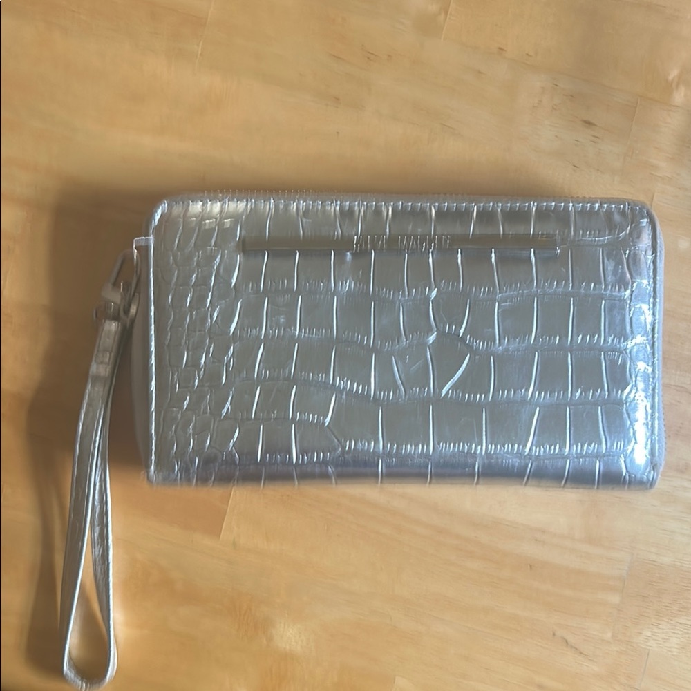 Steve Madden Silver Croc-Embossed Wristlet